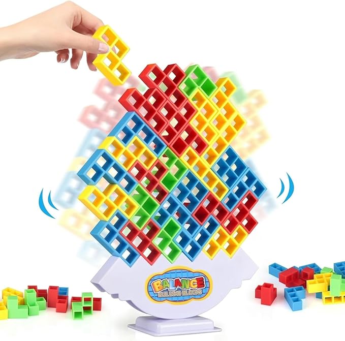64 Pcs Tetra Tower Stack Game, Team Tower Tumble