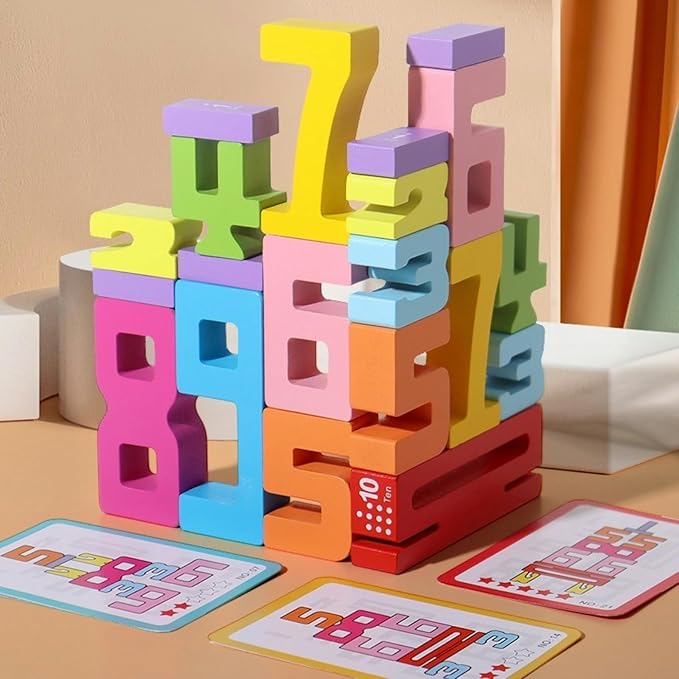 20PCS Wooden Number Building Blocks 1-10 -