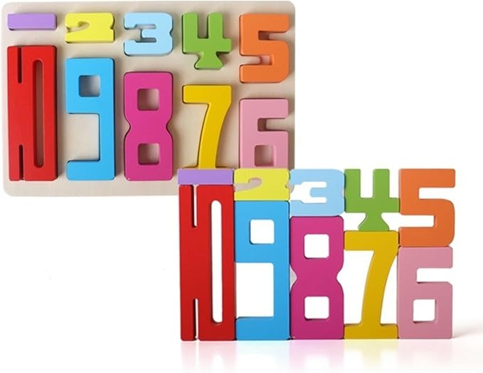 10PCS Wooden Number Building Blocks Montessori